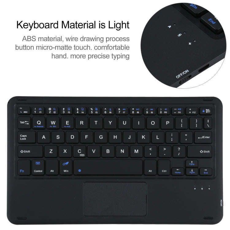A500-A Detachable Bluetooth Keyboard Ultrathin Horizontal Flip Leather Tablet Case with Touchpad ...
