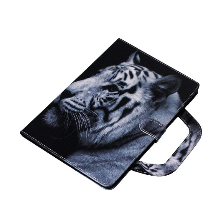 White Tiger Pattern Horizontal Flip Leather Case for Huawei MediaPad T5, with Holder & Card Slot ...