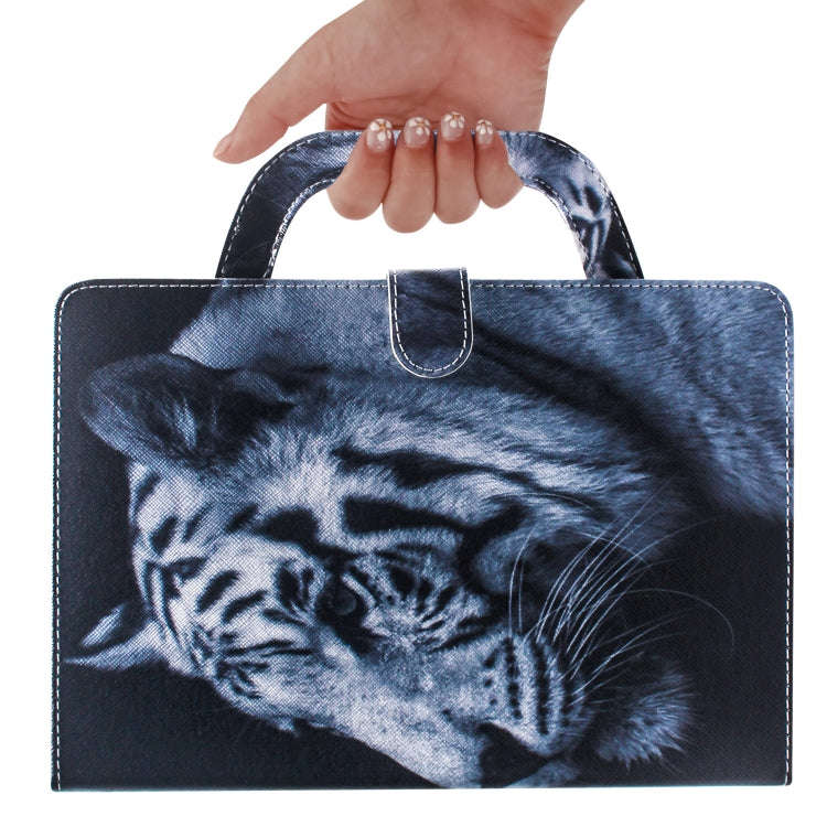 White Tiger Pattern Horizontal Flip Leather Case for Huawei MediaPad T5, with Holder & Card Slot ...