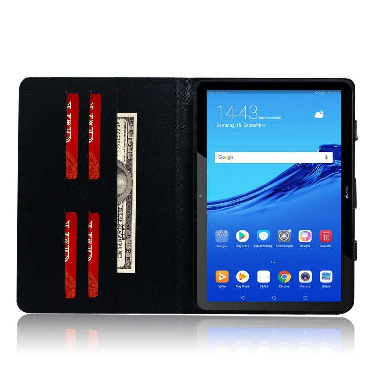 White Tiger Pattern Horizontal Flip Leather Case for Huawei MediaPad T5, with Holder & Card Slot ...
