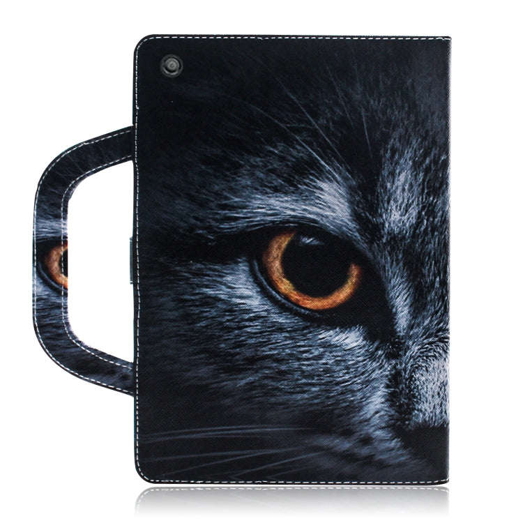 Half-Faced Cat Pattern Horizontal Flip Leather Case for Amazon Kindle Fire HD 10 2015/2017, with ...