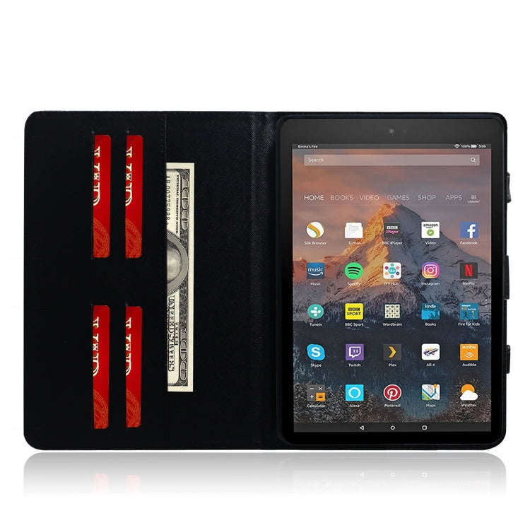 Half-Faced Cat Pattern Horizontal Flip Leather Case for Amazon Kindle Fire HD 10 2015/2017, with ...