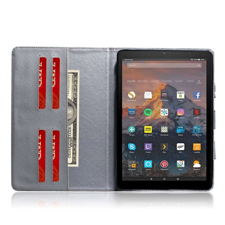 Lion Pattern Horizontal Flip Leather Case for Amazon Kindle Fire HD 10 2015/2017, with Holder & C...