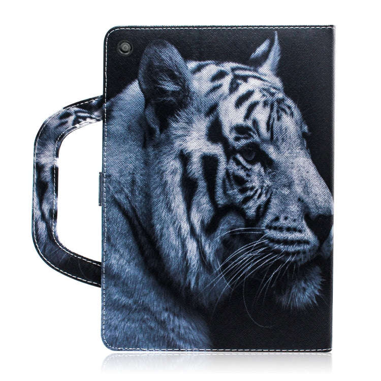 White Tiger Pattern Horizontal Flip Leather Case for Amazon Kindle Fire HD 10 2015/2017, with Hol...