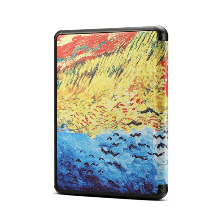 Van Gogh Oil Painting Pattern Horizontal Flip PU Leather Protective Case for Amazon Kindle 2019, ...