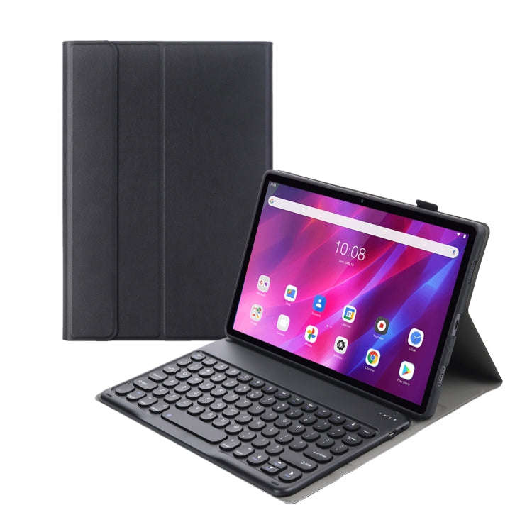 YAK10 2 in 1 Detachable Round Keycap Bluetooth Keyboard + Lambskin Texture TPU Protective Leather...