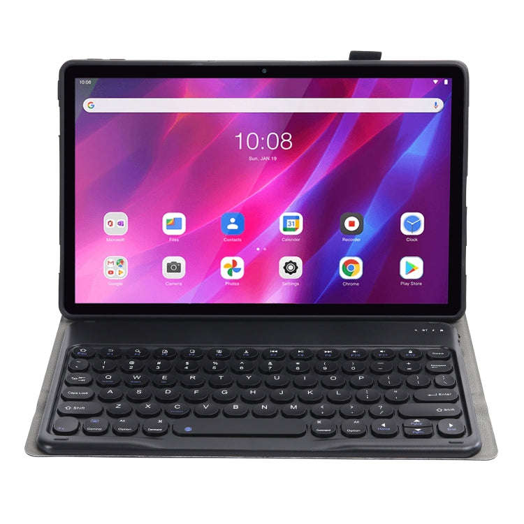 YAK10 2 in 1 Detachable Round Keycap Bluetooth Keyboard + Lambskin Texture TPU Protective Leather...