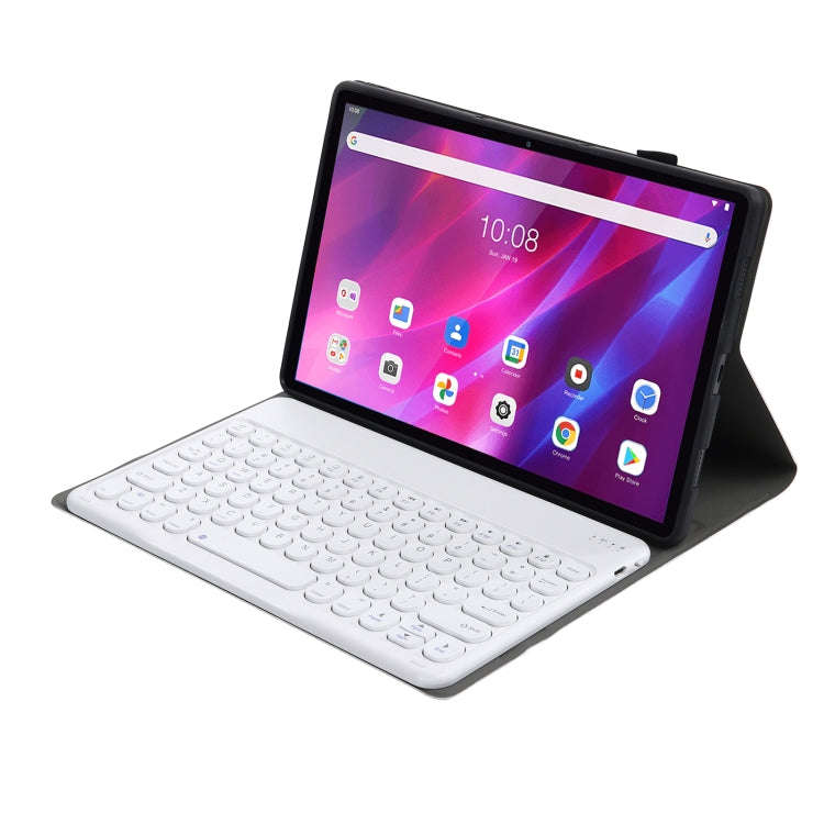 YAK10 2 in 1 Detachable Round Keycap Bluetooth Keyboard + Lambskin Texture TPU Protective Leather...