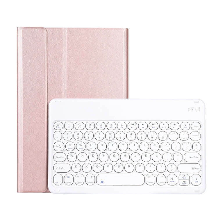 YAK10 2 in 1 Detachable Round Keycap Bluetooth Keyboard + Lambskin Texture TPU Protective Leather...