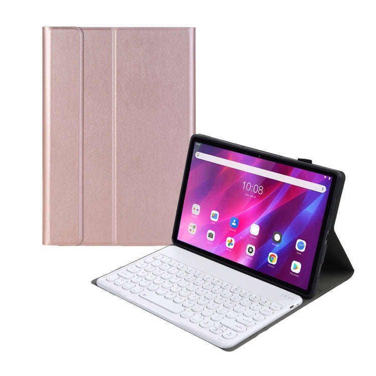 YAK10 2 in 1 Detachable Round Keycap Bluetooth Keyboard + Lambskin Texture TPU Protective Leather...