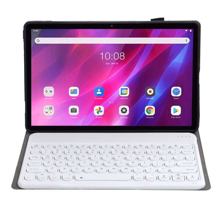 YAK10 2 in 1 Detachable Round Keycap Bluetooth Keyboard + Lambskin Texture TPU Protective Leather...