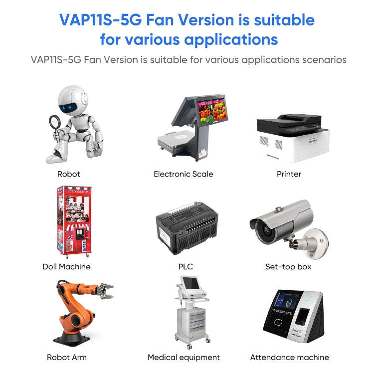 VONETS VAP11S-5G Mini Wireless Bridge 900Mbp WiFi Repeater with 2 Antennas & Fan (White)