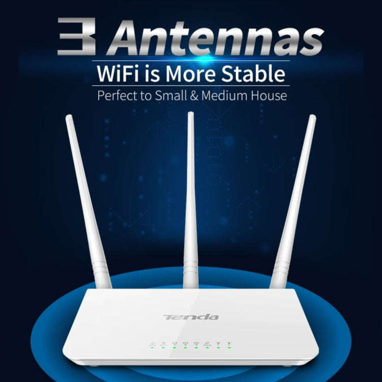 Tenda F3 Wireless 2.4GHz 300Mbps WiFi Router with 3*5dBi External Antennas(White)