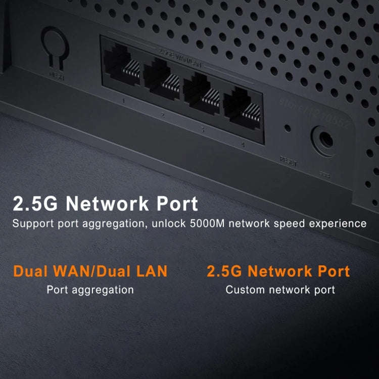 Xiaomi Router BE6500 WiFi 7 2.4GHz 5.0GHz Dual Band 4-Core 2.5G Port, US Plug (Black)
