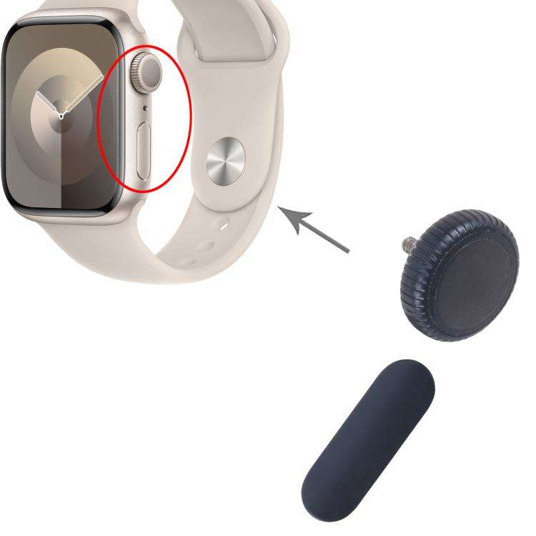 For Apple Watch Series 9 41mm / 45mm GPS Version Watch Crown Nut / Power Button Set (Midnight)
