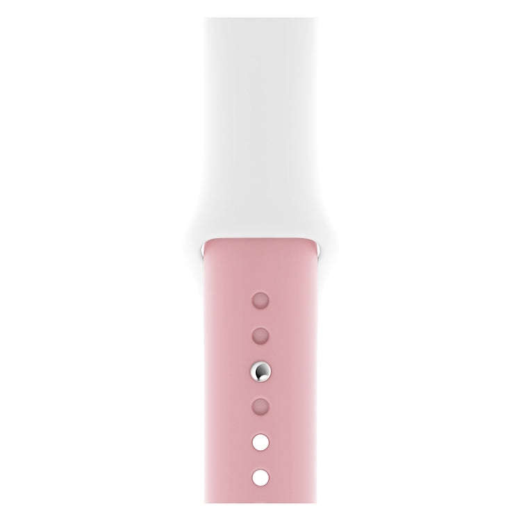 Double Colors Silicone Watch Band for Apple Watch Series 3 & 2 & 1 42mm(White+Light Pink)