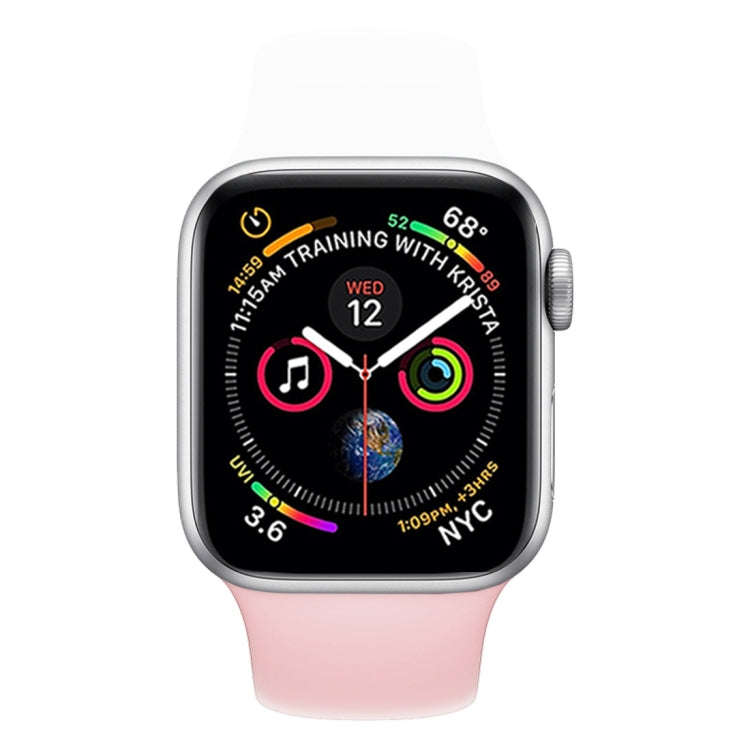 Double Colors Silicone Watch Band for Apple Watch Series 3 & 2 & 1 42mm(White+Light Pink)
