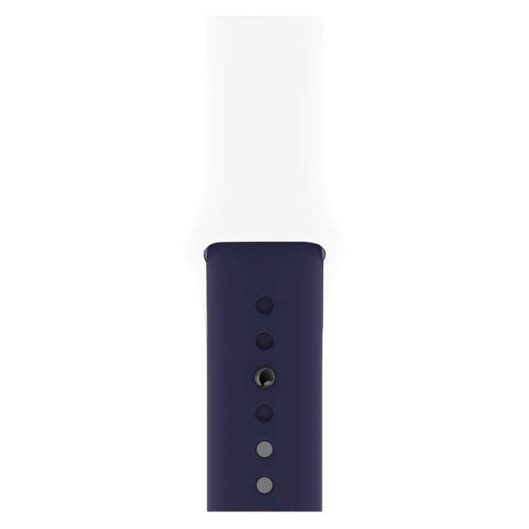 Double Colors Silicone Watch Band for Apple Watch Series 3 & 2 & 1 42mm (White+Dark Blue)