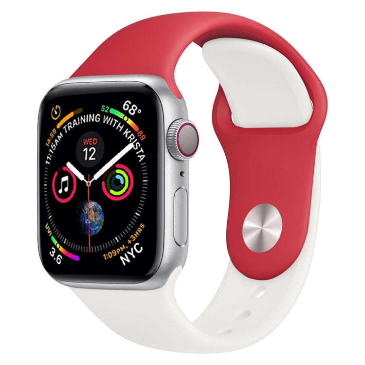 Double Colors Silicone Watch Band for Apple Watch Series 3 & 2 & 1 42mm(White+Red)