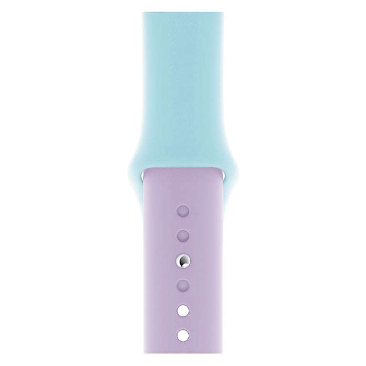 Double Colors Silicone Watch Band for Apple Watch Series 3 & 2 & 1 42mm (Purple+Turquoise)