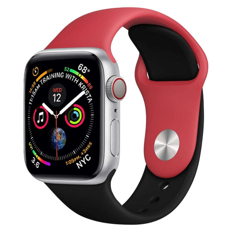 Double Colors Silicone Watch Band for Apple Watch Series 3 & 2 & 1 42mm(Red + Black)