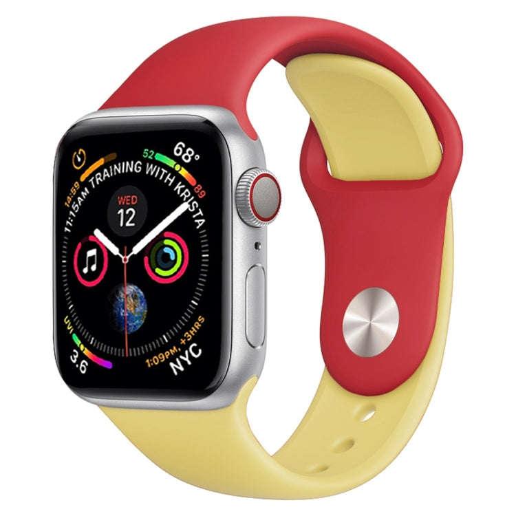 Double Colors Silicone Watch Band for Apple Watch Series 3 & 2 & 1 42mm(Red + Yellow)