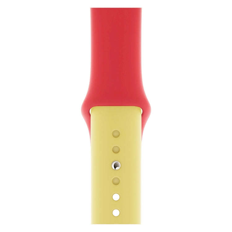Double Colors Silicone Watch Band for Apple Watch Series 3 & 2 & 1 42mm(Red + Yellow)