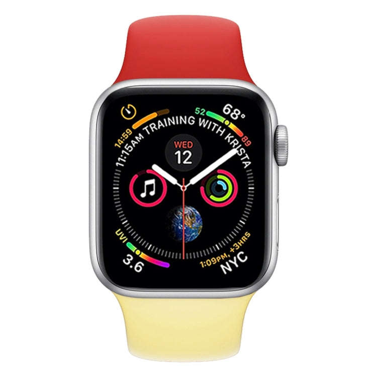 Double Colors Silicone Watch Band for Apple Watch Series 3 & 2 & 1 42mm(Red + Yellow)