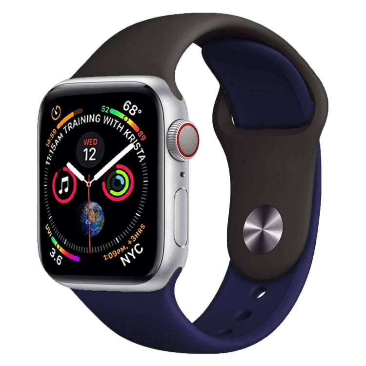 Double Colors Silicone Watch Band for Apple Watch Series 3 & 2 & 1 42mm (Dark Gray+Blue)