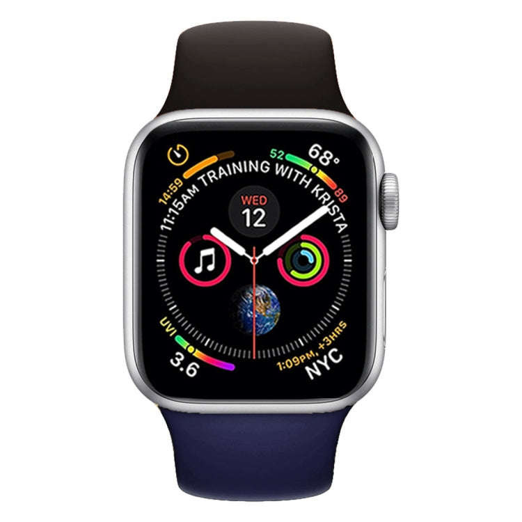 Double Colors Silicone Watch Band for Apple Watch Series 3 & 2 & 1 42mm (Dark Gray+Blue)