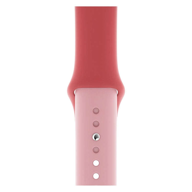 Double Colors Silicone Watch Band for Apple Watch Series 3 & 2 & 1 42mm (Rose Red+Light Pink)