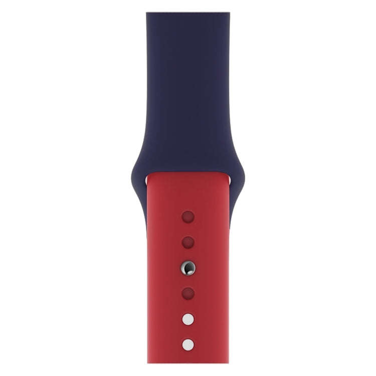 Double Colors Silicone Watch Band for Apple Watch Series 3 & 2 & 1 42mm (Dark Blue+Red)