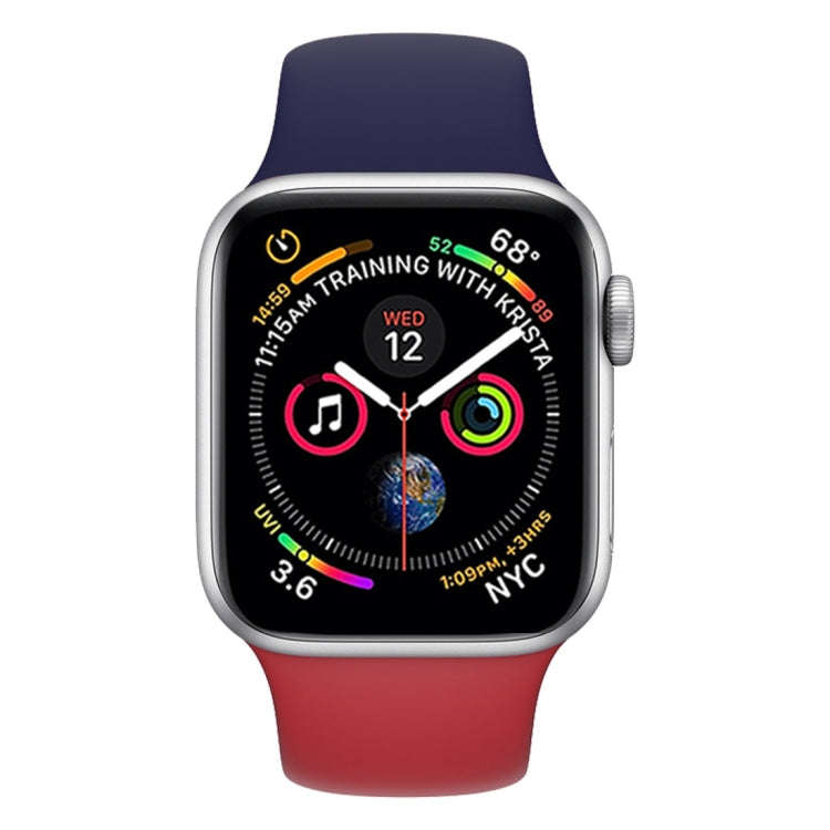 Double Colors Silicone Watch Band for Apple Watch Series 3 & 2 & 1 42mm (Dark Blue+Red)