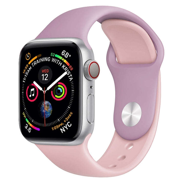 Double Colors Silicone Watch Band for Apple Watch Series 3 & 2 & 1 42mm (Purple+Light Pink)