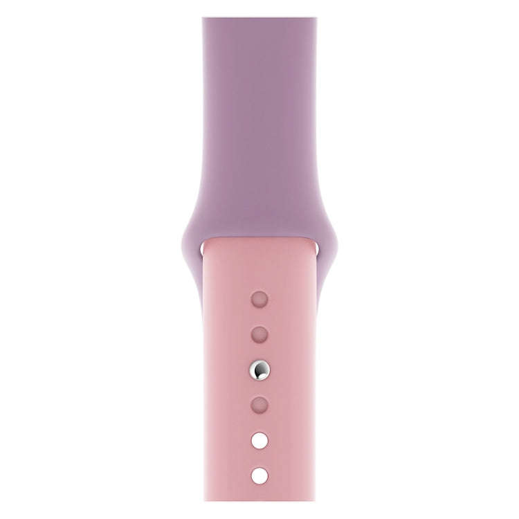 Double Colors Silicone Watch Band for Apple Watch Series 3 & 2 & 1 42mm (Purple+Light Pink)