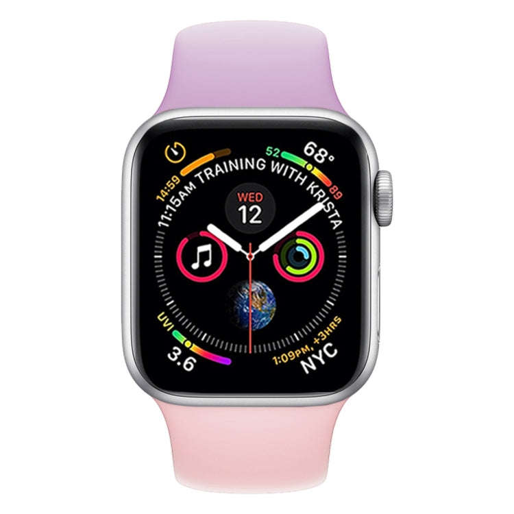 Double Colors Silicone Watch Band for Apple Watch Series 3 & 2 & 1 42mm (Purple+Light Pink)