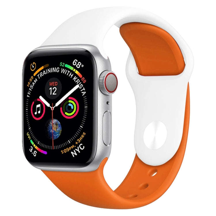 Double Colors Silicone Watch Band for Apple Watch Series 3 & 2 & 1 42mm(White+Orange)
