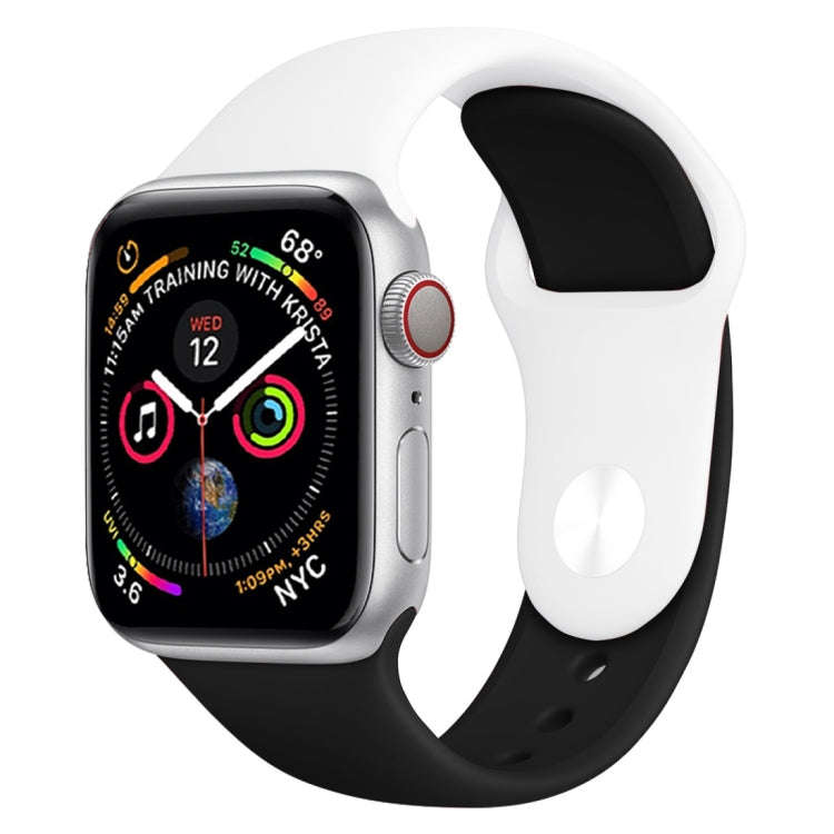 Double Colors Silicone Watch Band for Apple Watch Series 3 & 2 & 1 38mm(White + Black)