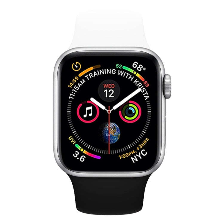 Double Colors Silicone Watch Band for Apple Watch Series 3 & 2 & 1 38mm(White + Black)