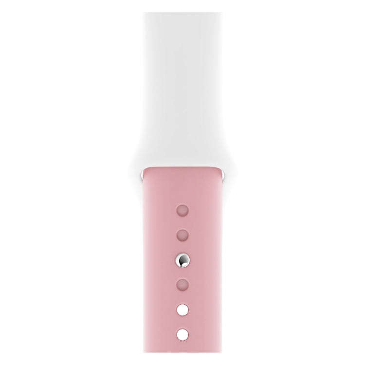 Double Colors Silicone Watch Band for Apple Watch Series 3 & 2 & 1 38mm(White+Light Pink)