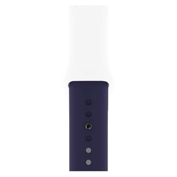 Double Colors Silicone Watch Band for Apple Watch Series 3 & 2 & 1 38mm (White+Dark Blue)
