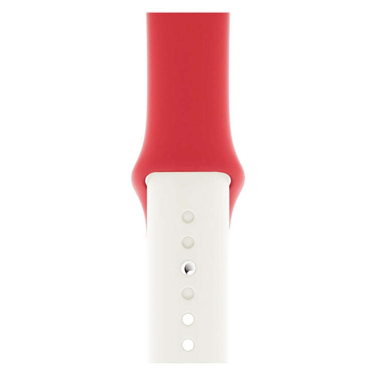Double Colors Silicone Watch Band for Apple Watch Series 3 & 2 & 1 38mm (White+Red)
