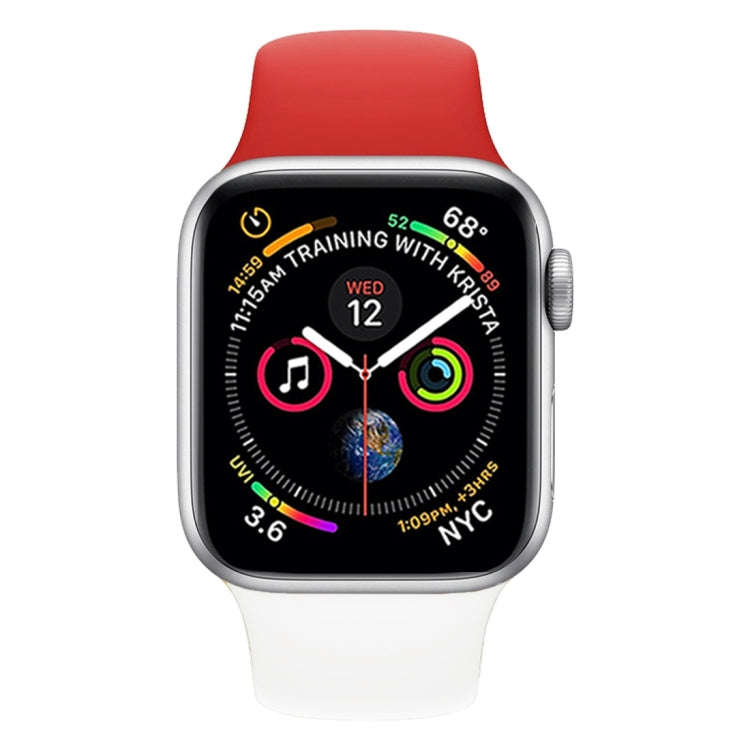 Double Colors Silicone Watch Band for Apple Watch Series 3 & 2 & 1 38mm (White+Red)