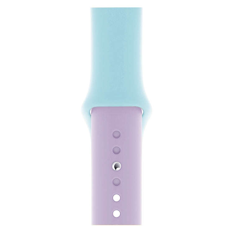Double Colors Silicone Watch Band for Apple Watch Series 3 & 2 & 1 38mm (Purple+Turquoise)