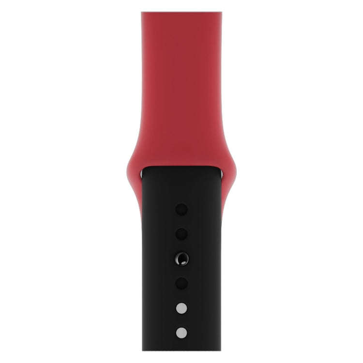 Double Colors Silicone Watch Band for Apple Watch Series 3 & 2 & 1 38mm(Red + Black)