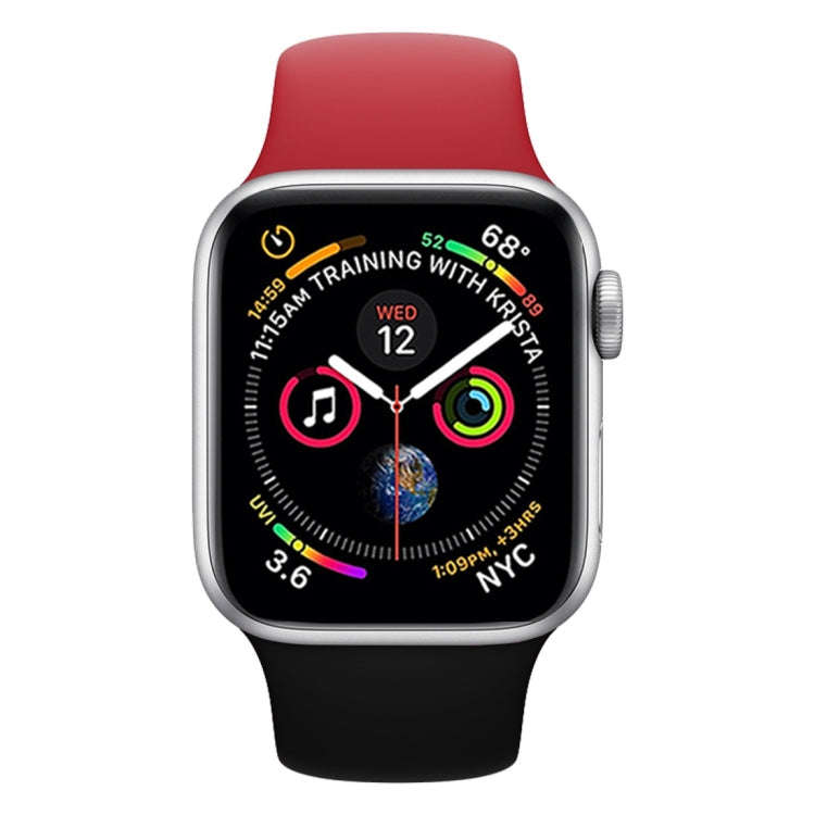 Double Colors Silicone Watch Band for Apple Watch Series 3 & 2 & 1 38mm(Red + Black)
