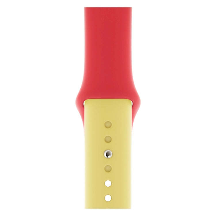 Double Colors Silicone Watch Band for Apple Watch Series 3 & 2 & 1 38mm (Red+Yellow)