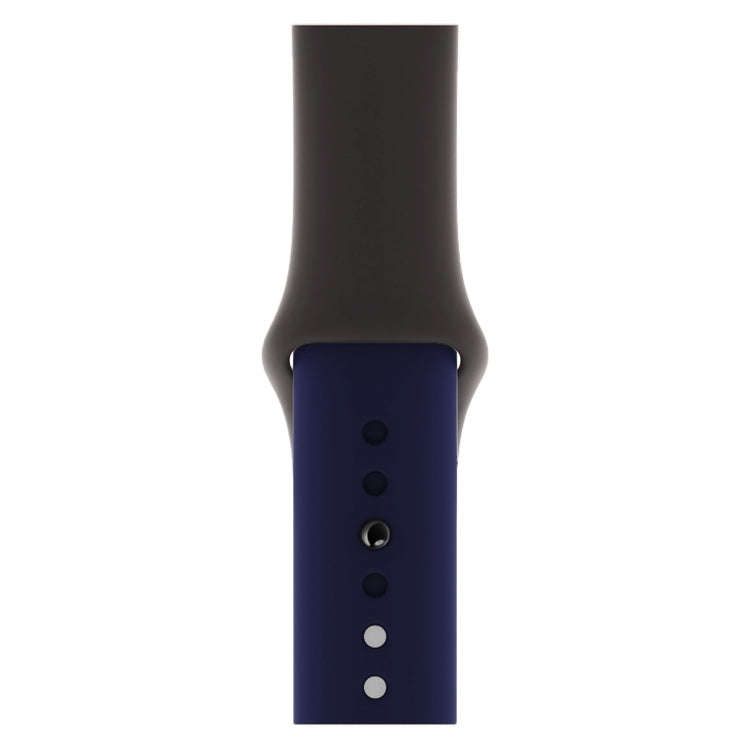 Double Colors Silicone Watch Band for Apple Watch Series 3 & 2 & 1 38mm (Dark Gray+Blue)