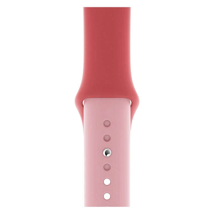 Double Colors Silicone Watch Band for Apple Watch Series 3 & 2 & 1 38mm (Rose Red+Light Pink)