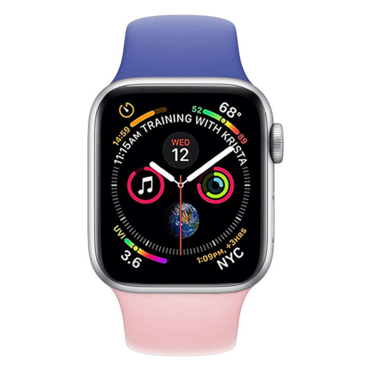 Double Colors Silicone Watch Band for Apple Watch Series 3 & 2 & 1 38mm (Light Blue+Light Pink)